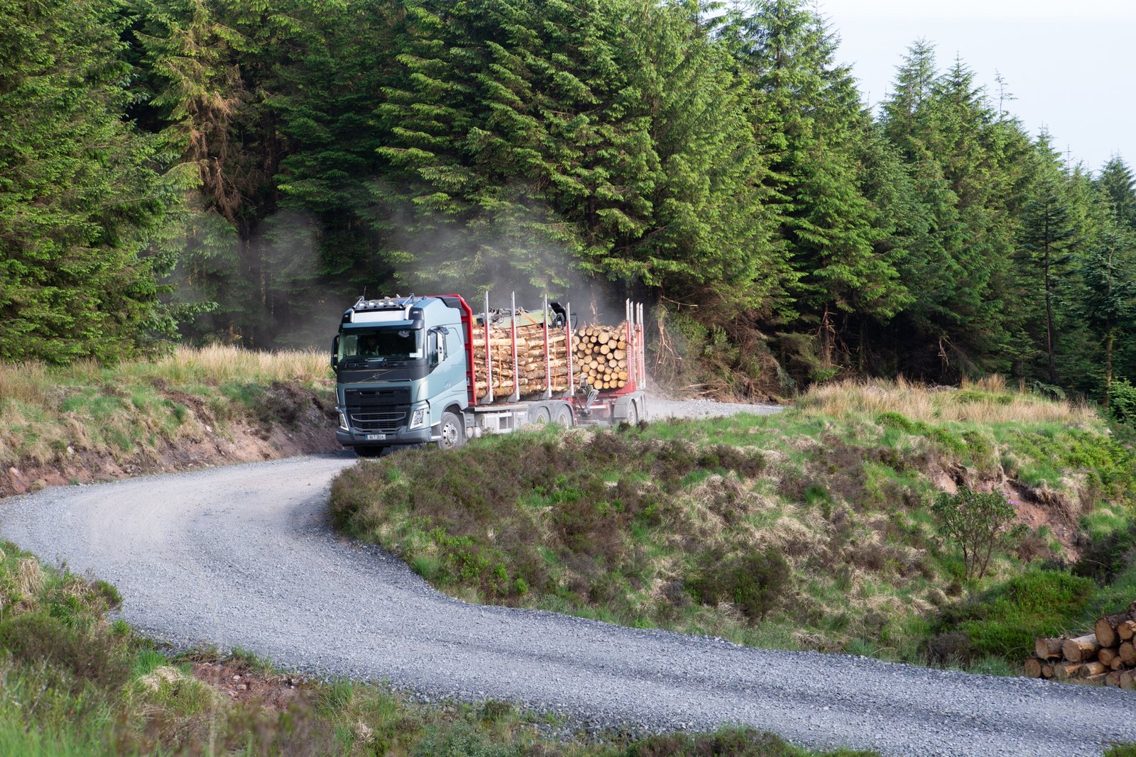 Timber truck on forestry road